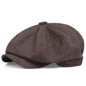 A grey-brown newsboy cap